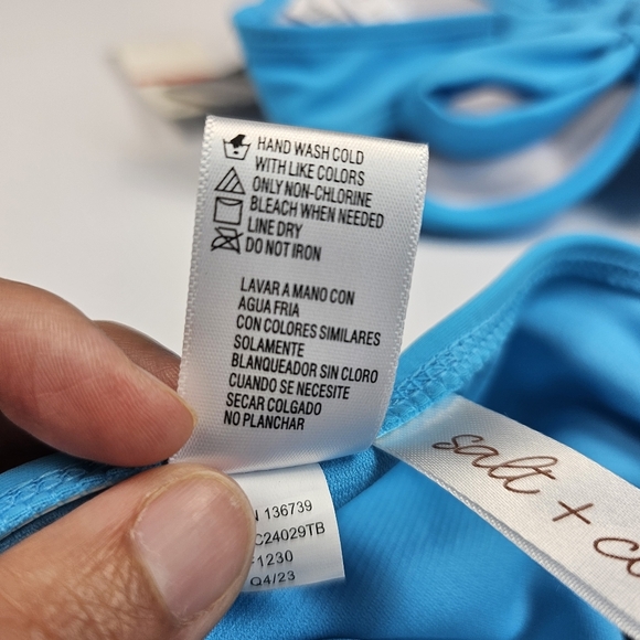 Salt + Cove Women Juniors Blue Strappy Push Up Padded 2 Piece Bikini Set Size XS - Picture 12 of 14